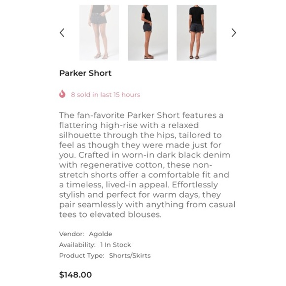 Agolde Parker Shorts Vintage Black Crash Jean Denim - Picture 15 of 16